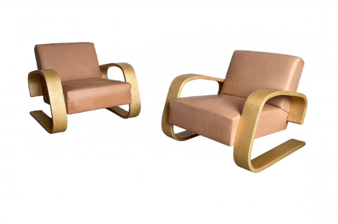 Pair of 400 Tank armchairs by Alvar Aalto for Artek, 2000s 1