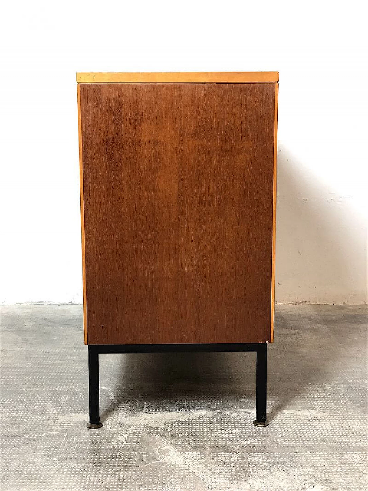 Teak veneered wood and metal bookcase, 1960s 7