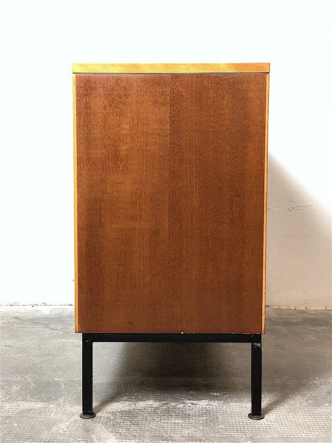 Teak veneered wood and metal bookcase, 1960s 9