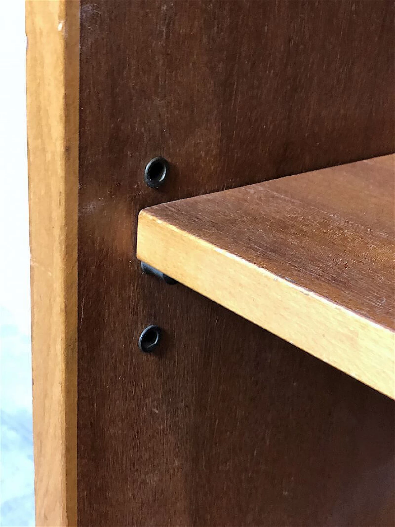 Teak veneered wood and metal bookcase, 1960s 10