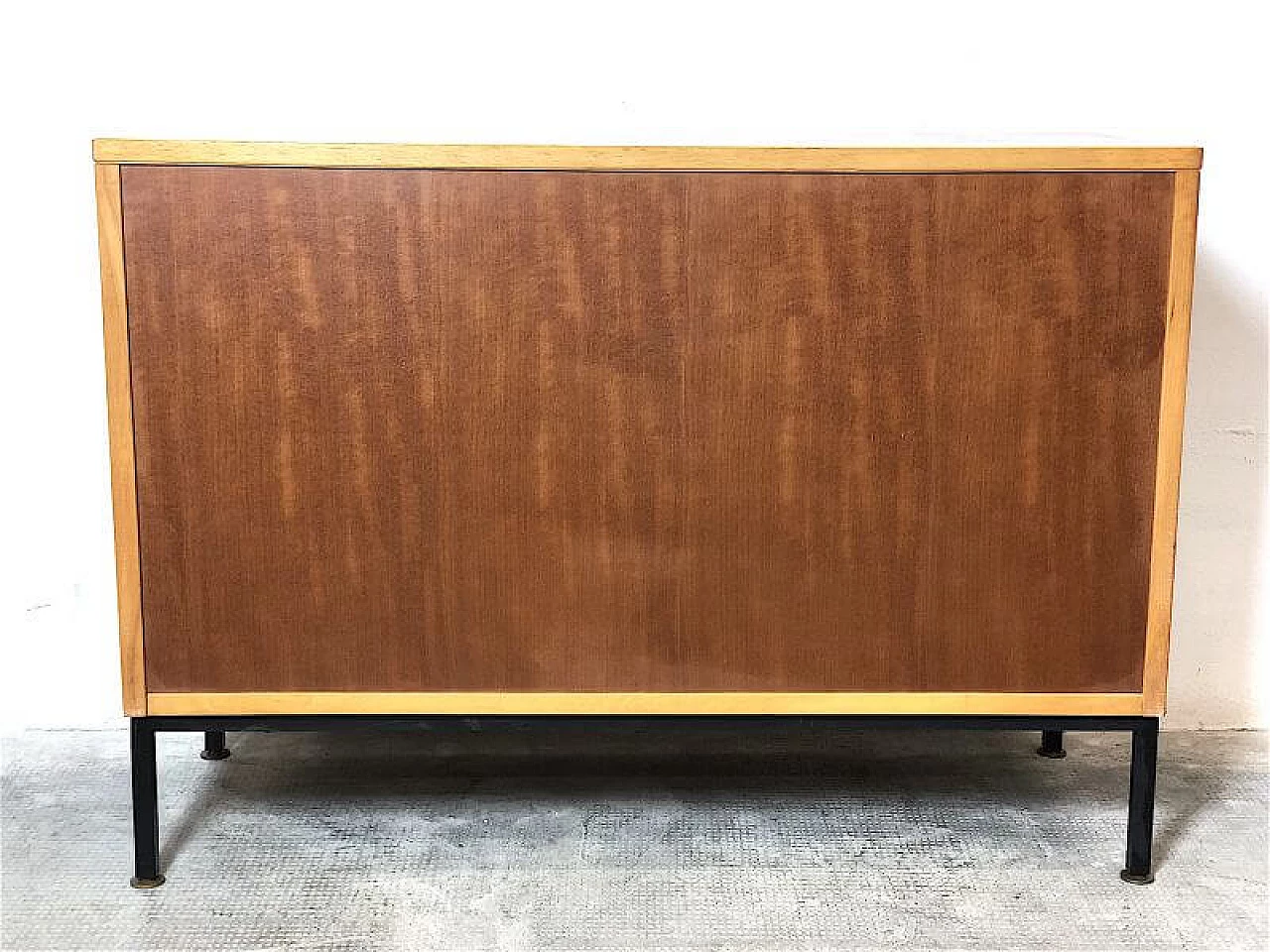 Teak veneered wood and metal bookcase, 1960s 12