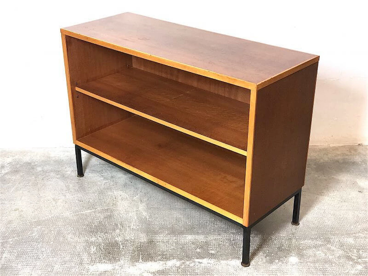 Teak veneered wood and metal bookcase, 1960s 13