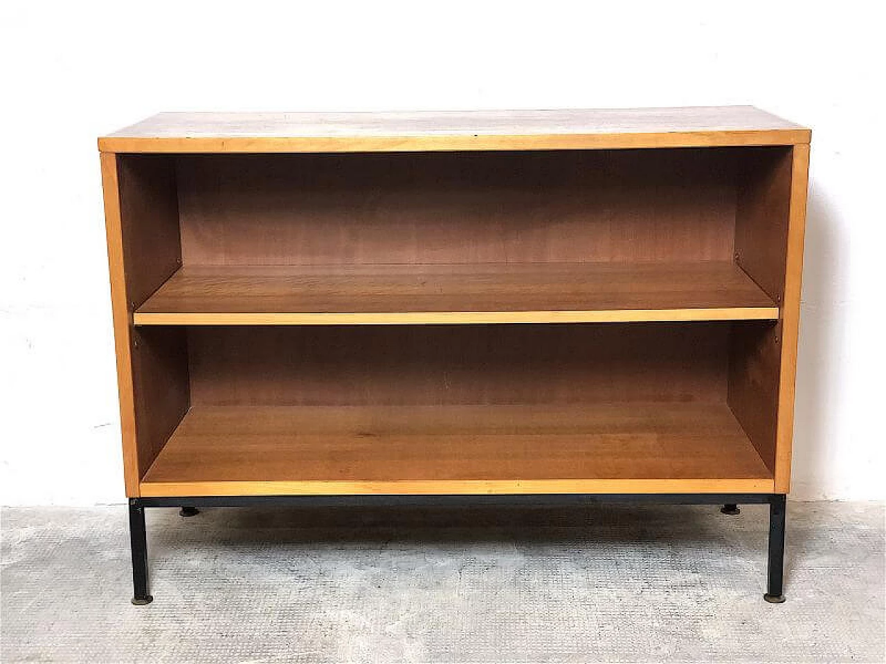 Teak veneered wood and metal bookcase, 1960s 15