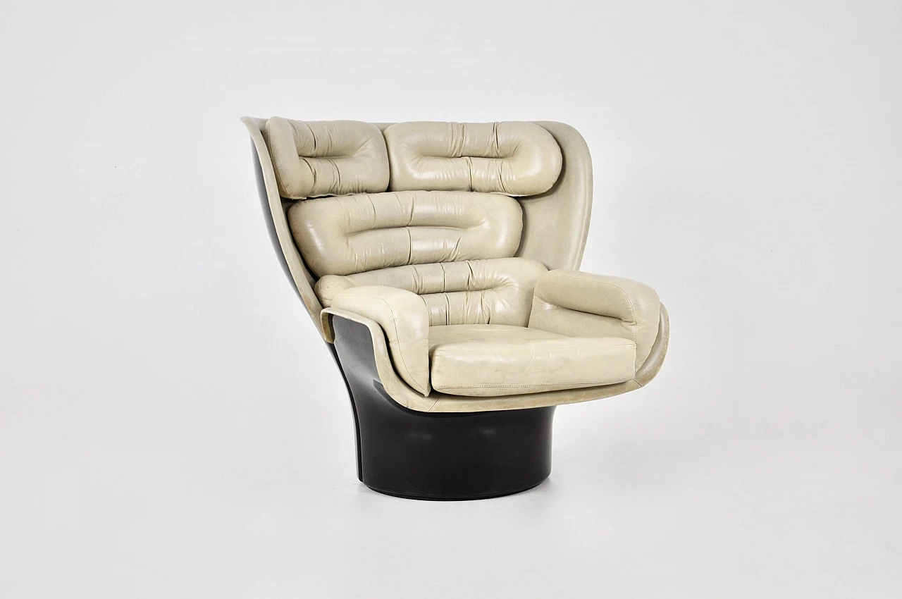 Elda beige leather armchair by Joe Colombo for Comfort, 1960s 1