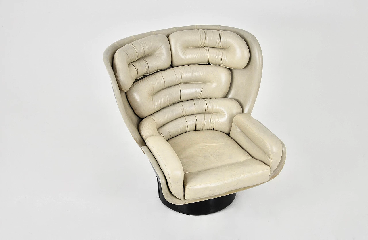 Elda beige leather armchair by Joe Colombo for Comfort, 1960s 2