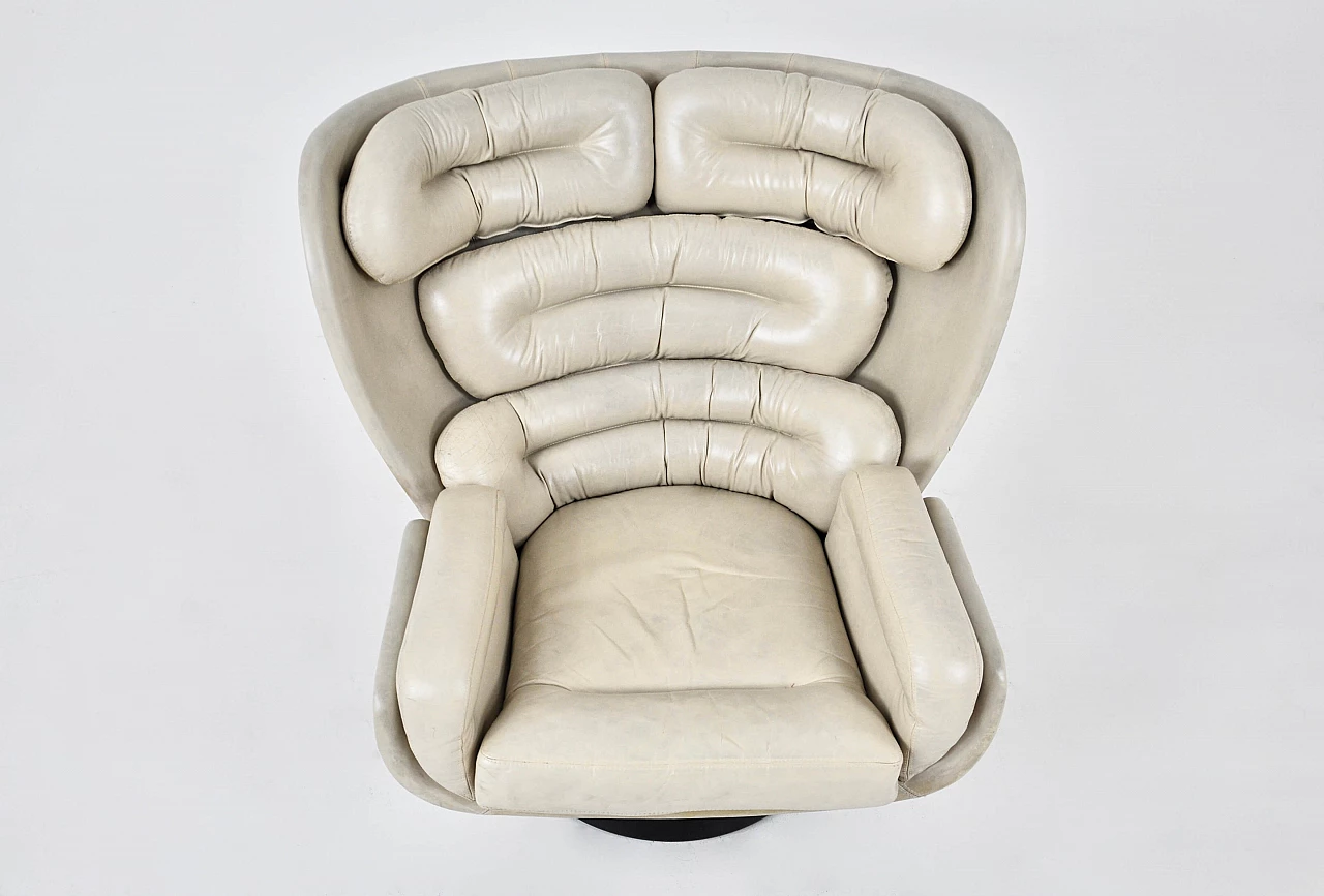 Elda beige leather armchair by Joe Colombo for Comfort, 1960s 3