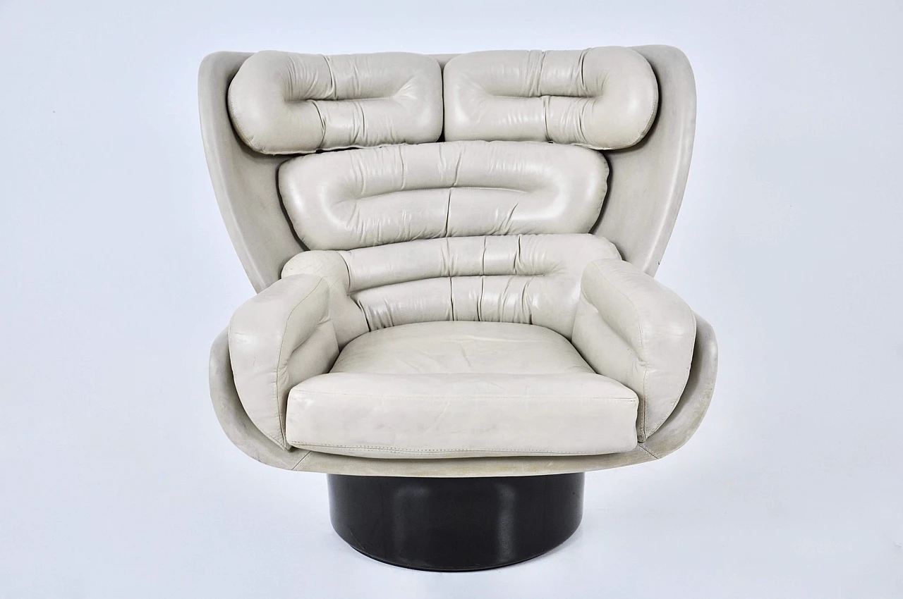 Elda beige leather armchair by Joe Colombo for Comfort, 1960s 4