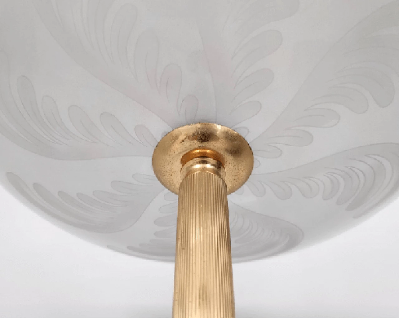 Brass and etched glass floor lamp in the style of Fontana Arte, 1960s 7