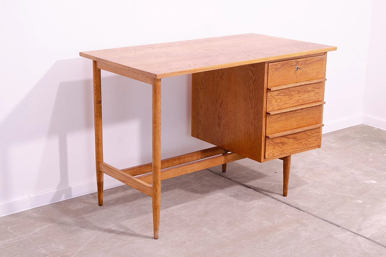 Beech desk with drawers by Uluv, 1960s 3