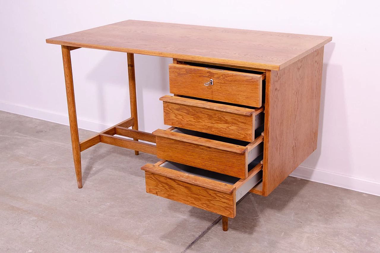 Beech desk with drawers by Uluv, 1960s 7