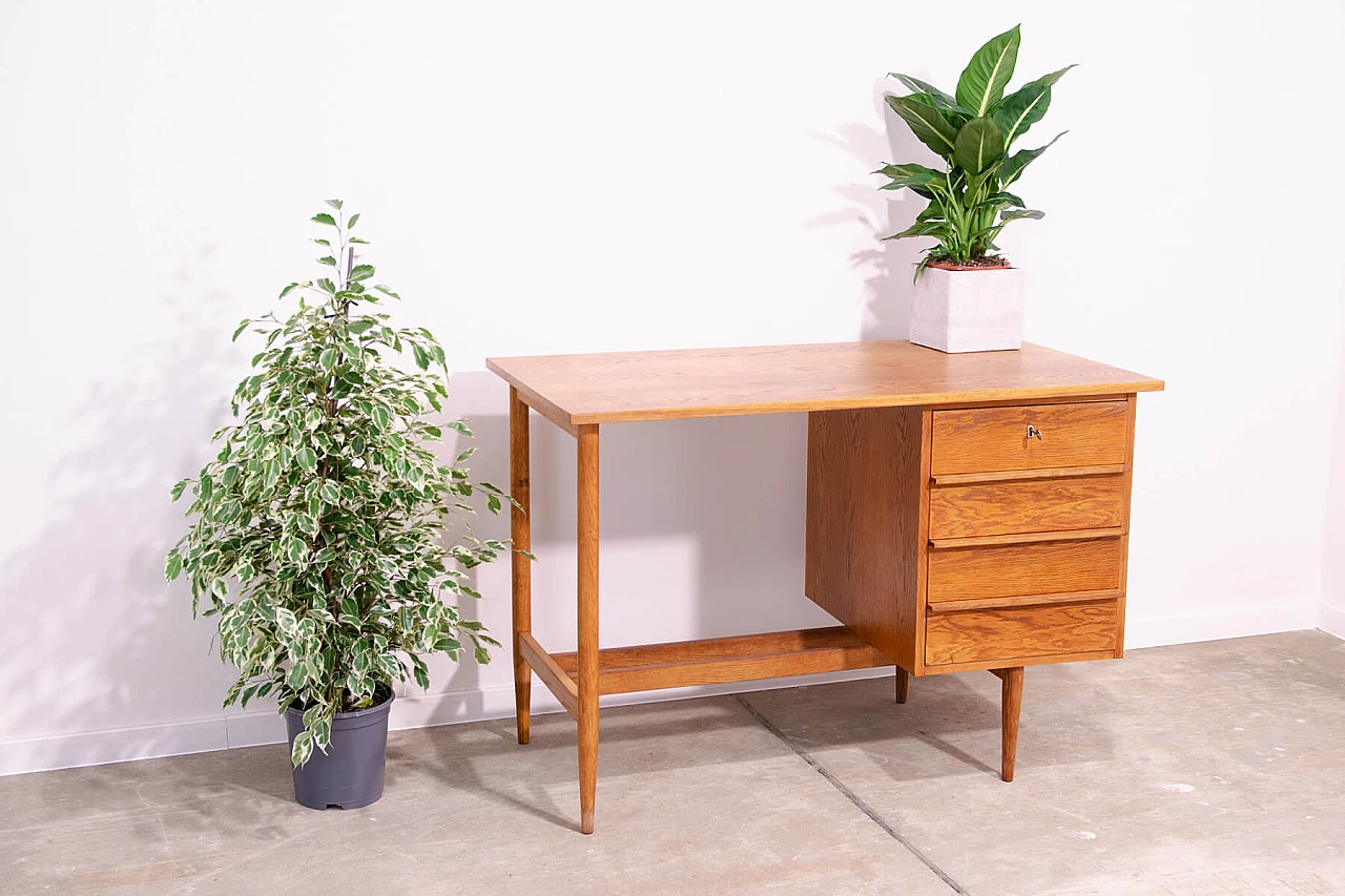 Beech desk with drawers by Uluv, 1960s 12