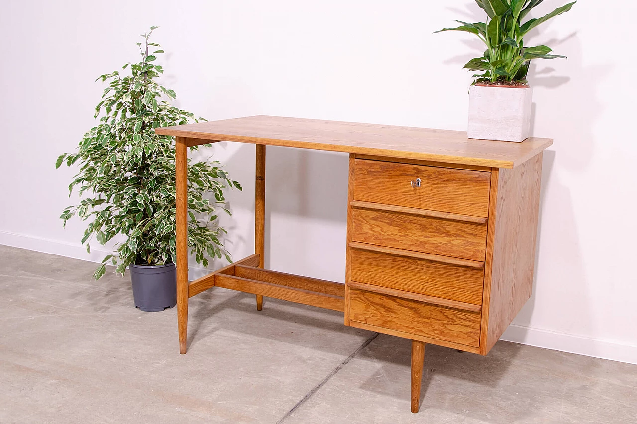 Beech desk with drawers by Uluv, 1960s 14