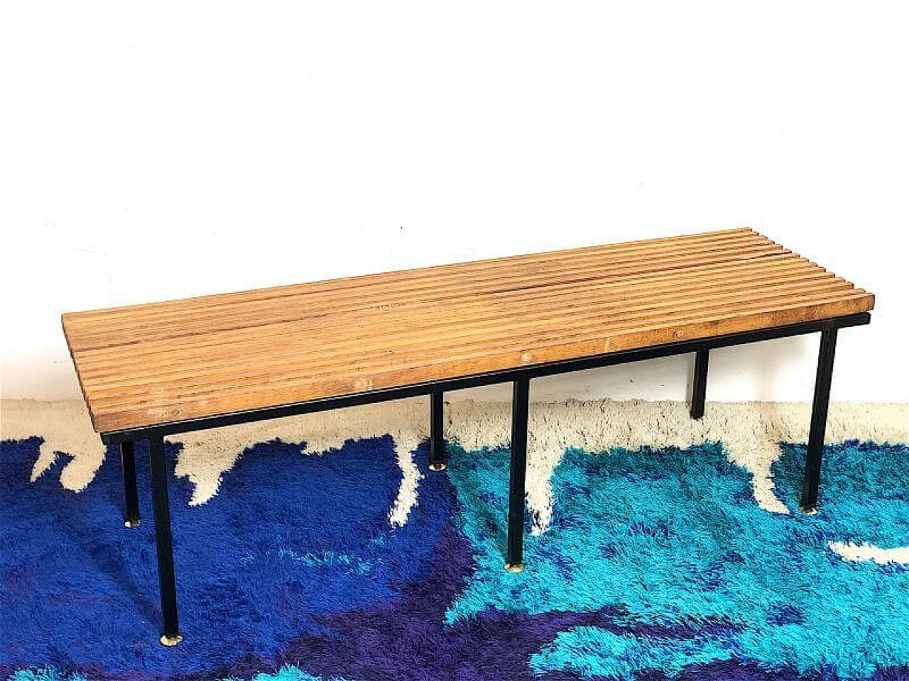 Teak and metal bench, 1960s 1