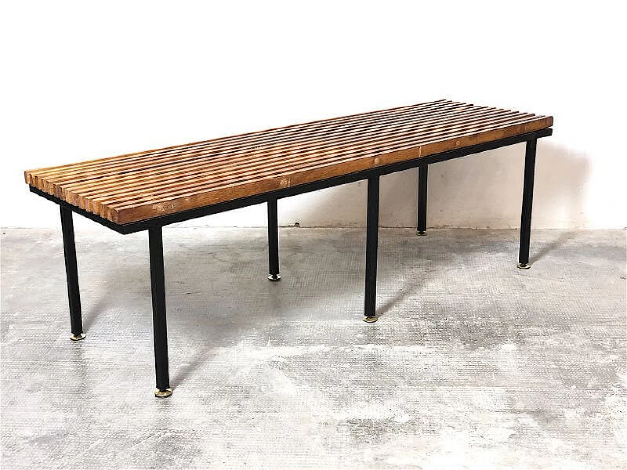 Teak and metal bench, 1960s 7