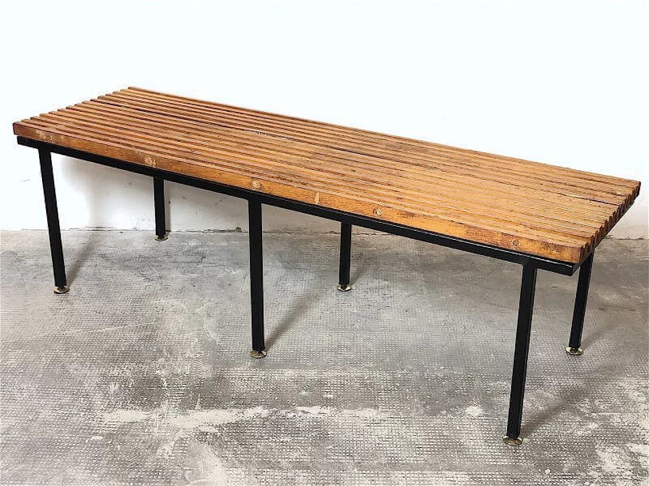 Teak and metal bench, 1960s 8