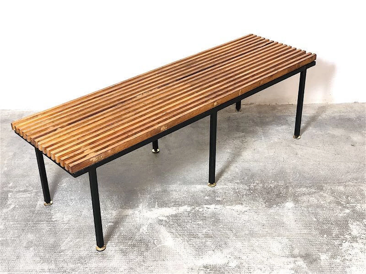 Teak and metal bench, 1960s 10