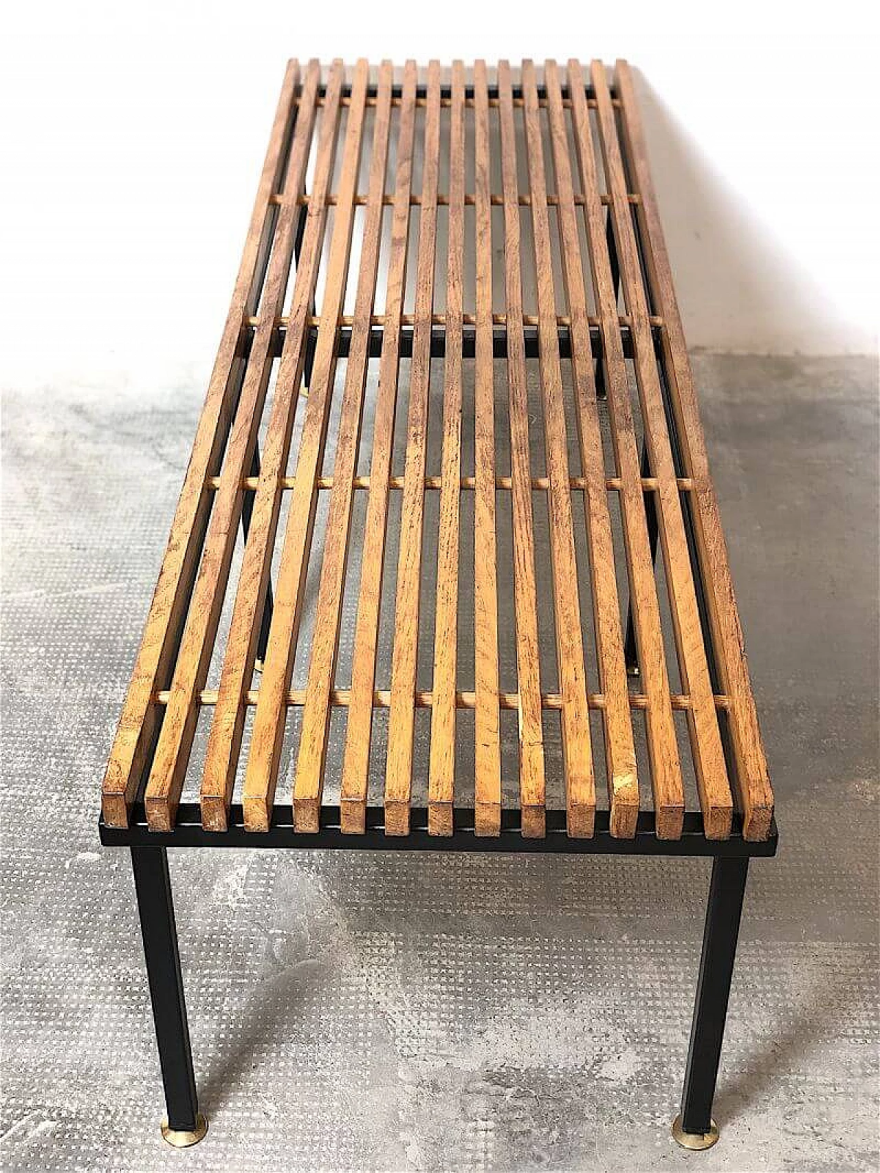 Teak and metal bench, 1960s 11