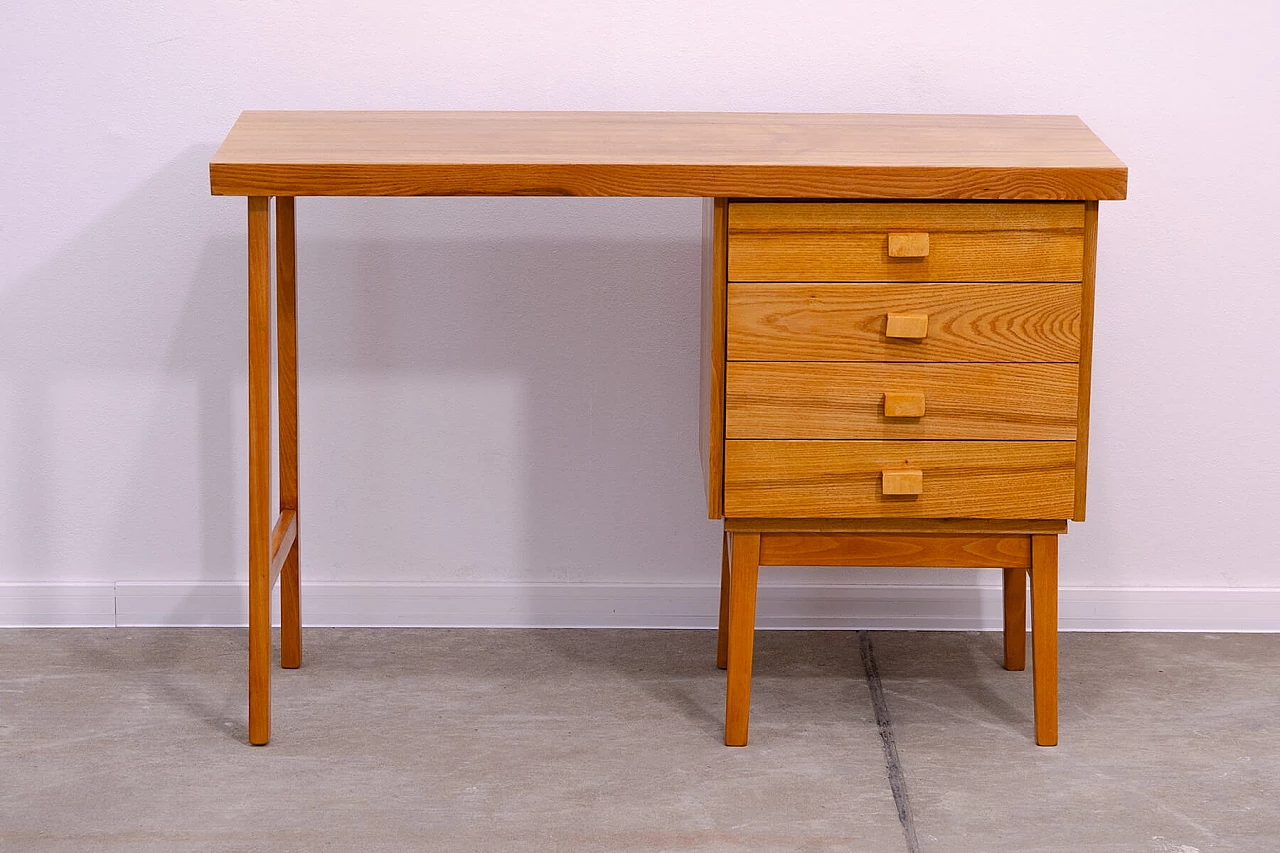 Four-drawer beech desk by Hikor, 1970s 2