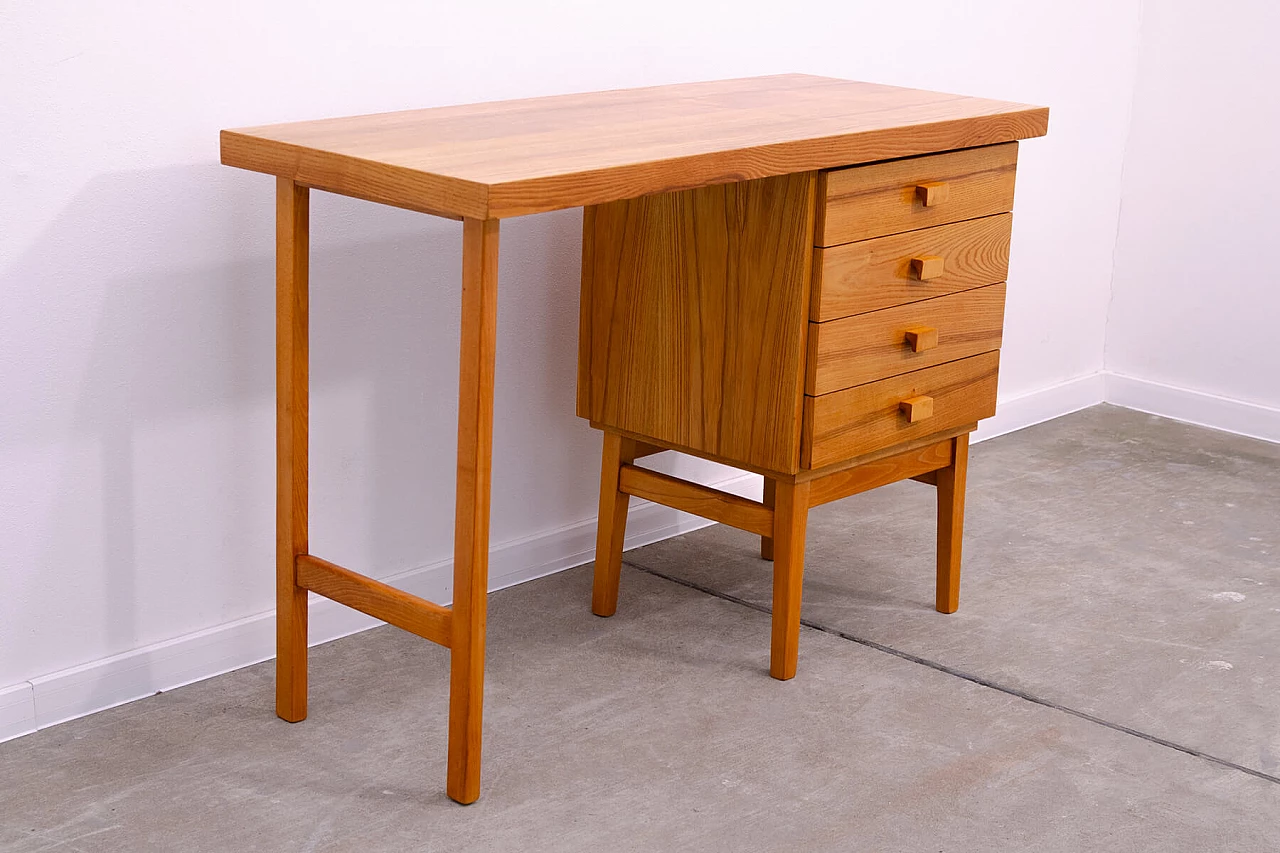 Four-drawer beech desk by Hikor, 1970s 4