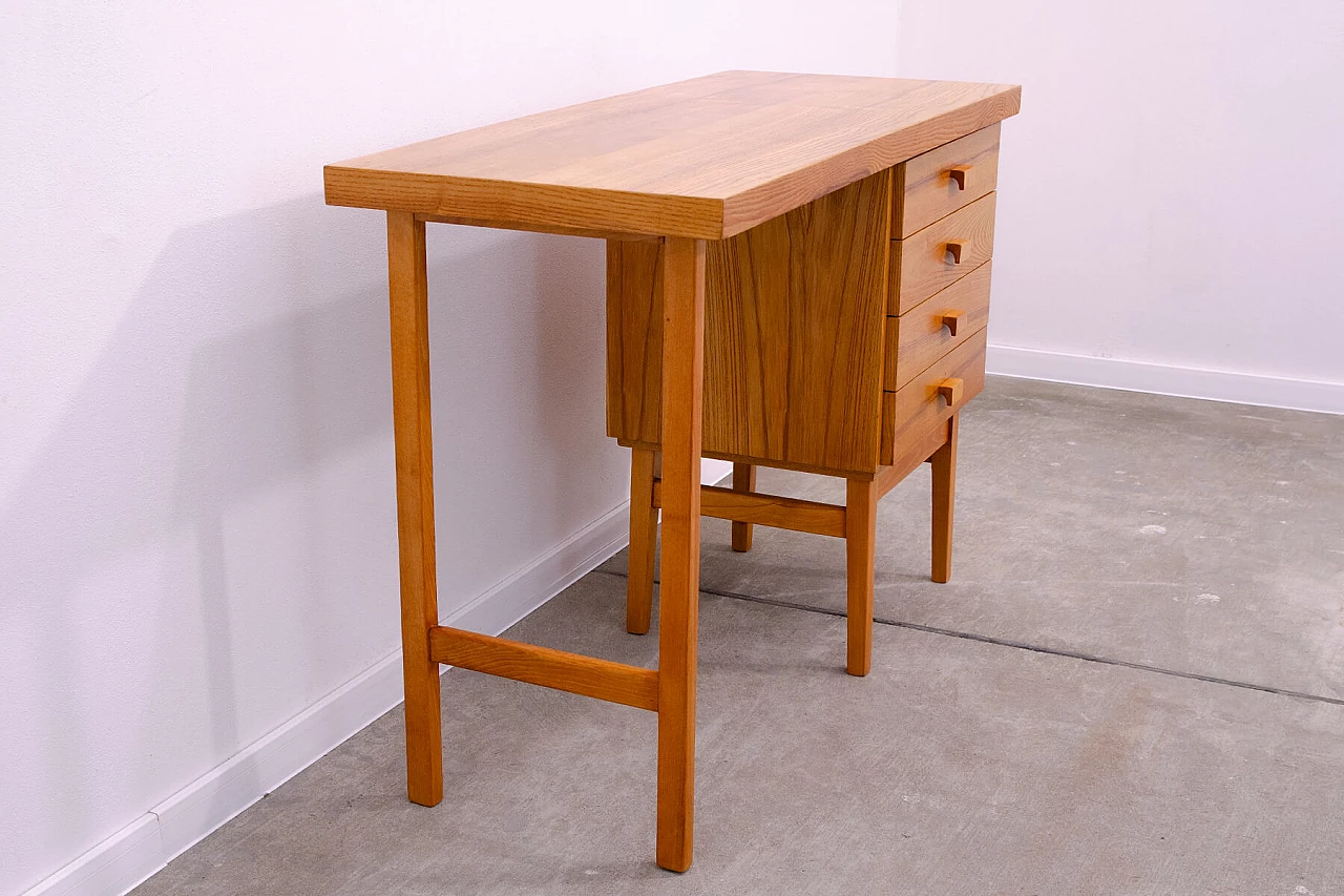 Four-drawer beech desk by Hikor, 1970s 5