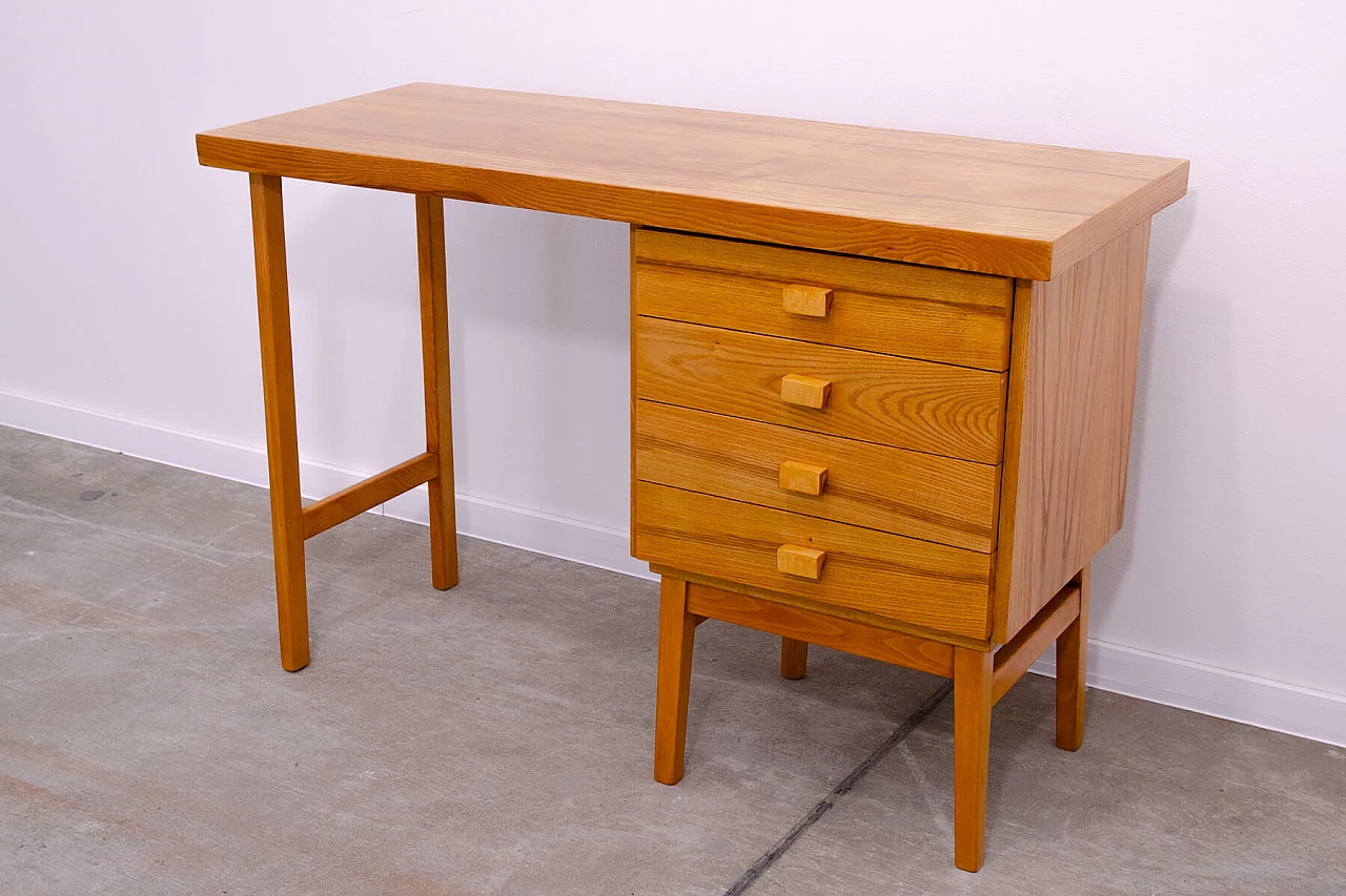 Four-drawer beech desk by Hikor, 1970s 6