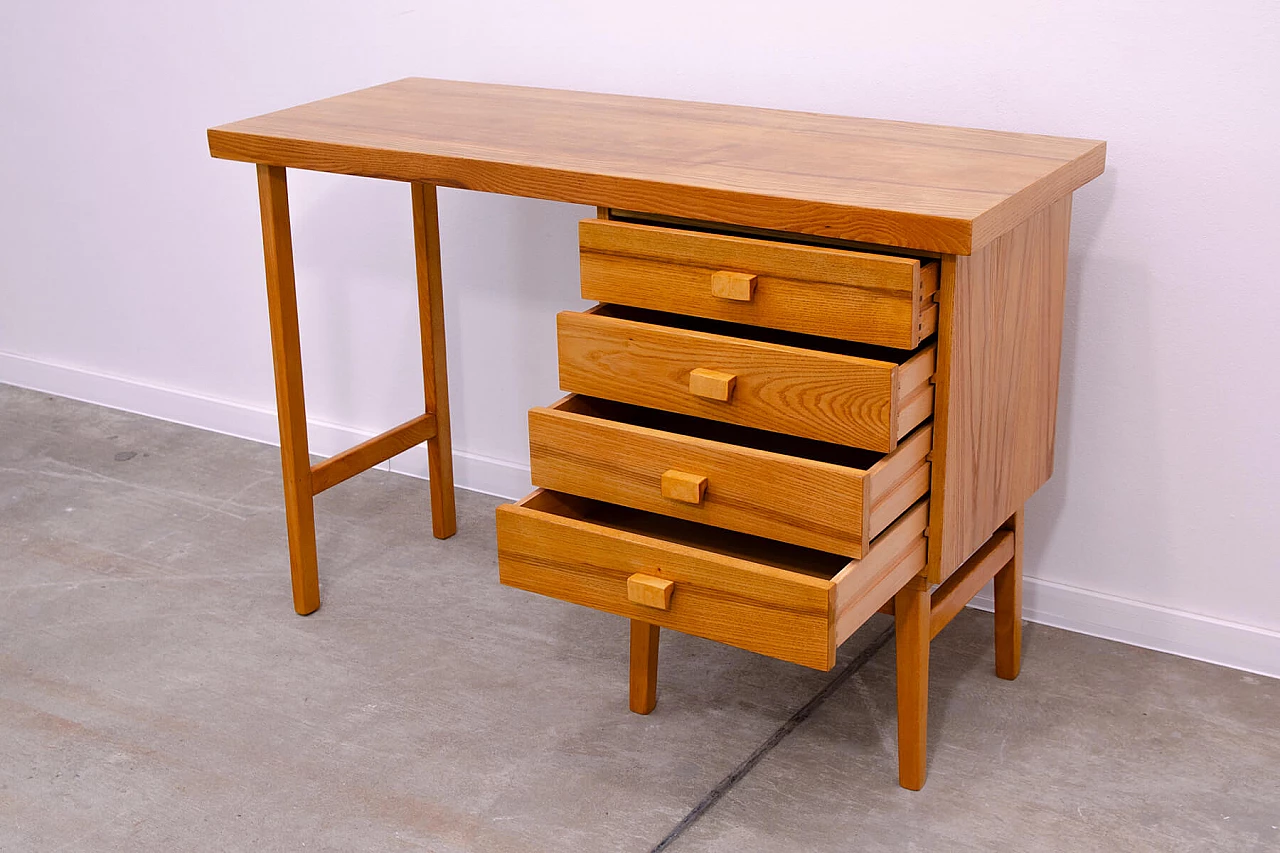 Four-drawer beech desk by Hikor, 1970s 7