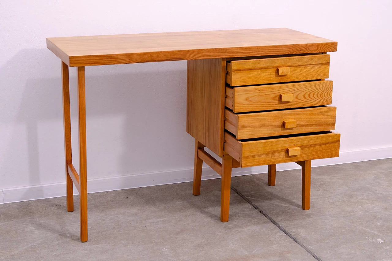 Four-drawer beech desk by Hikor, 1970s 8