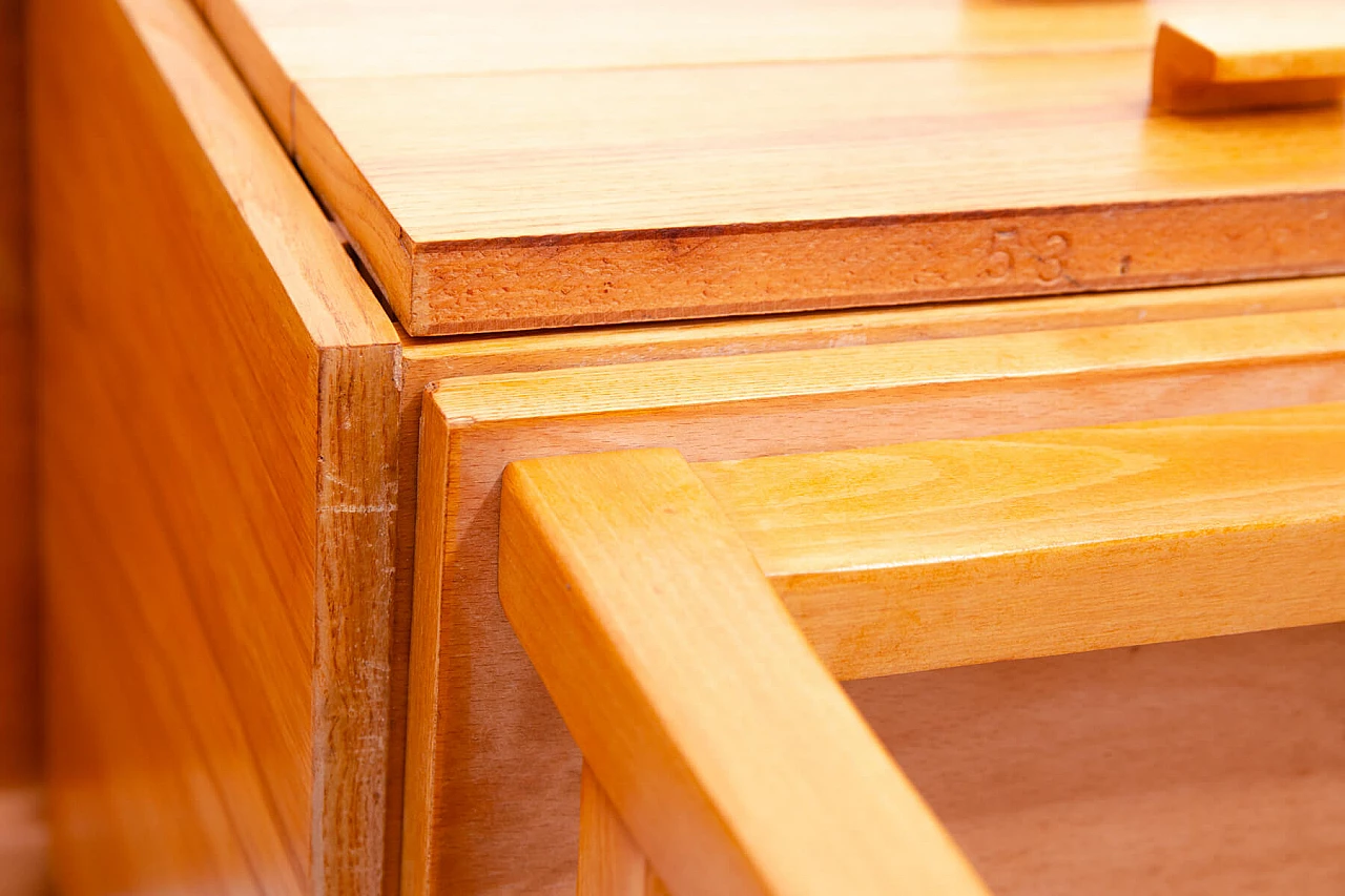 Scrivania in faggio a quattro cassetti di Hikor, anni '70 17