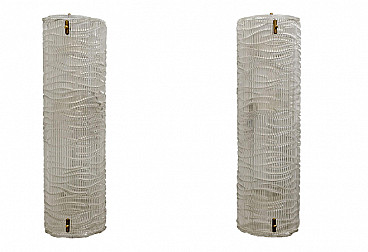 Pair of ribbed Murano glass wall lights, 1980s