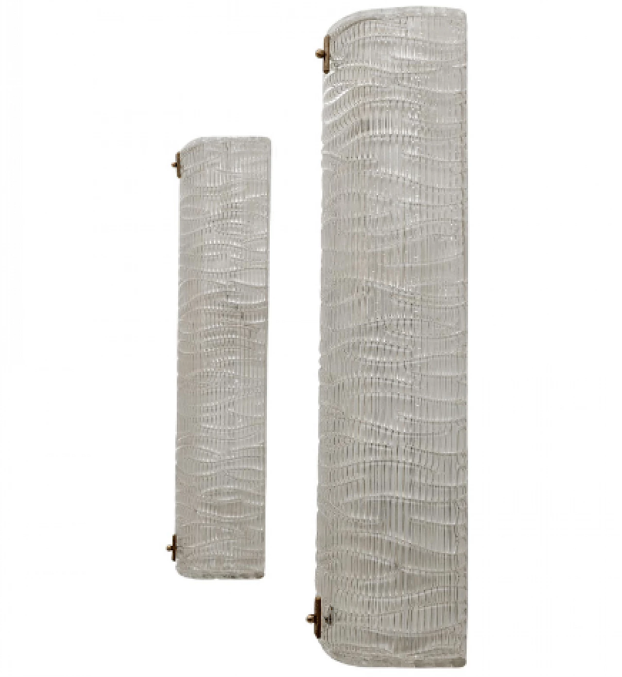 Pair of ribbed Murano glass wall lights, 1980s 3