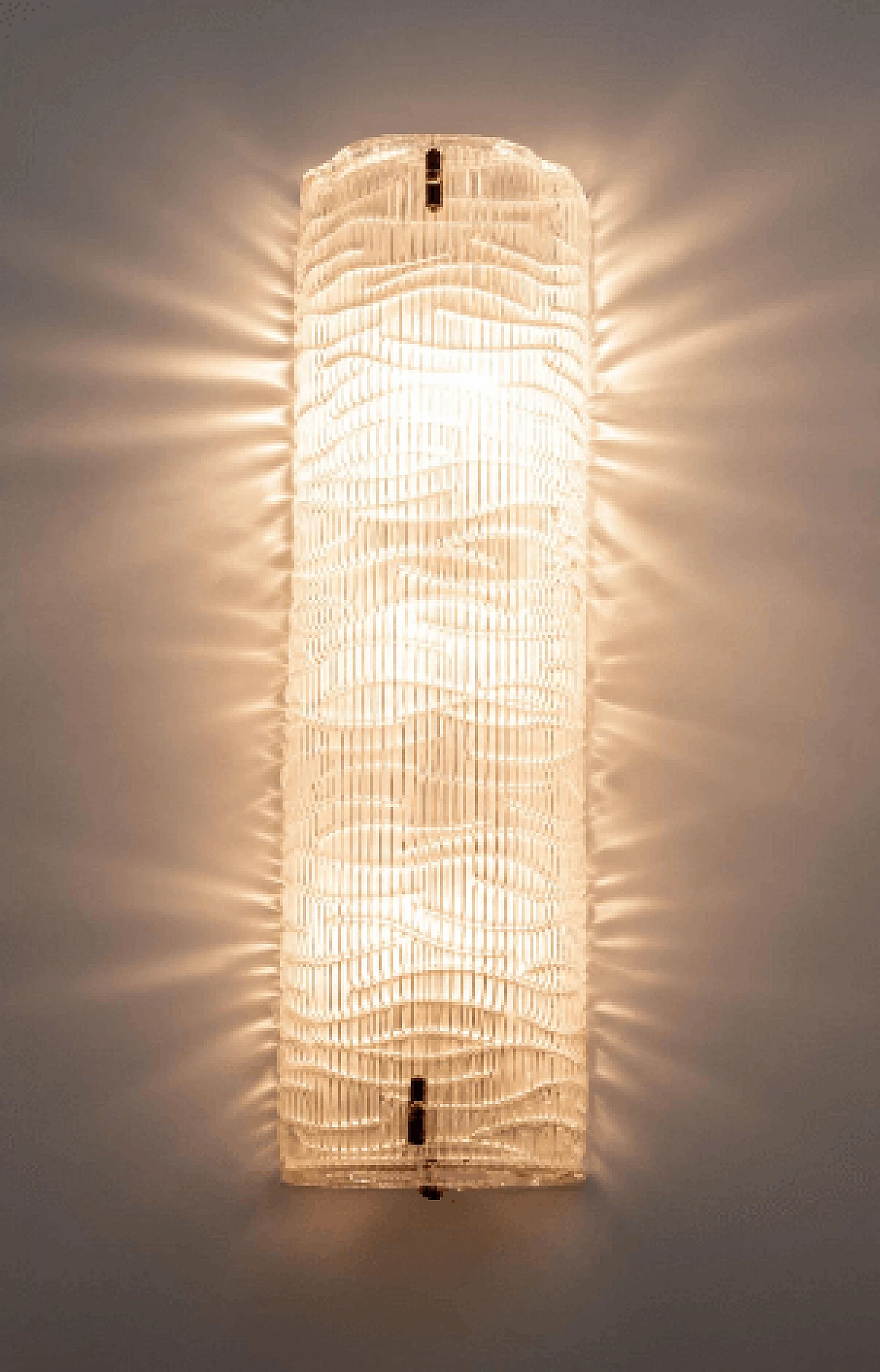 Pair of ribbed Murano glass wall lights, 1980s 6