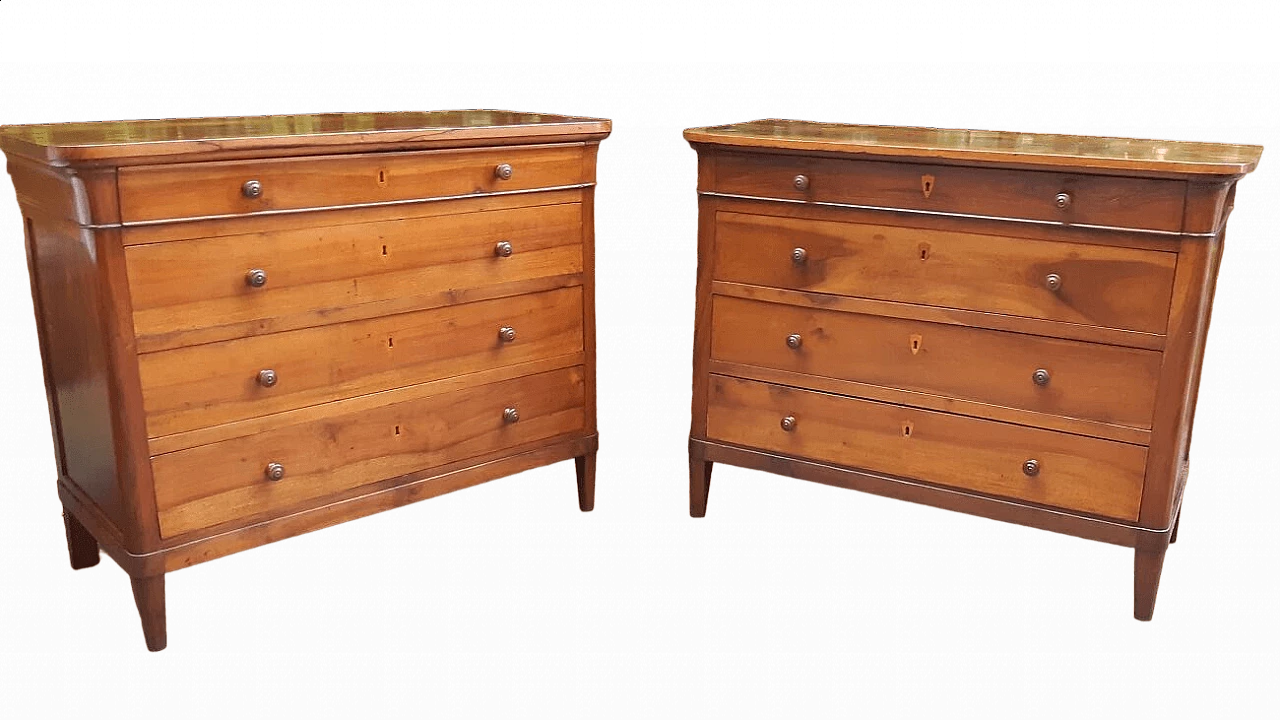Pair of Emilian Charles X walnut commodes, first half of the 19th century 13