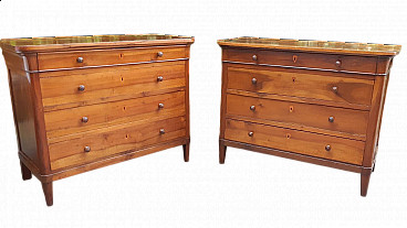 Pair of Emilian Charles X walnut commodes, first half of the 19th century