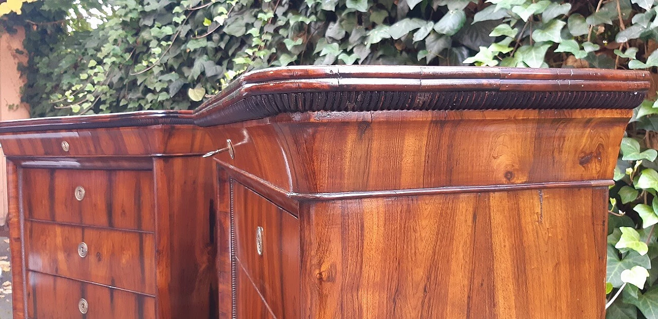 Pair of Lombard Charles X walnut and briar-root paneled chest of drawers, 19th century 3