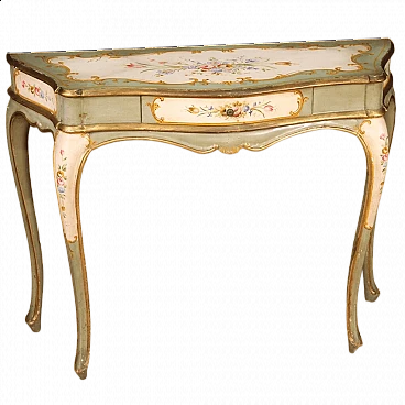 Venetian lacquered, gilded and painted wood console, 1970s