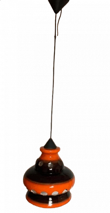 Lampada a sospensione in ceramica smaltata, anni '70