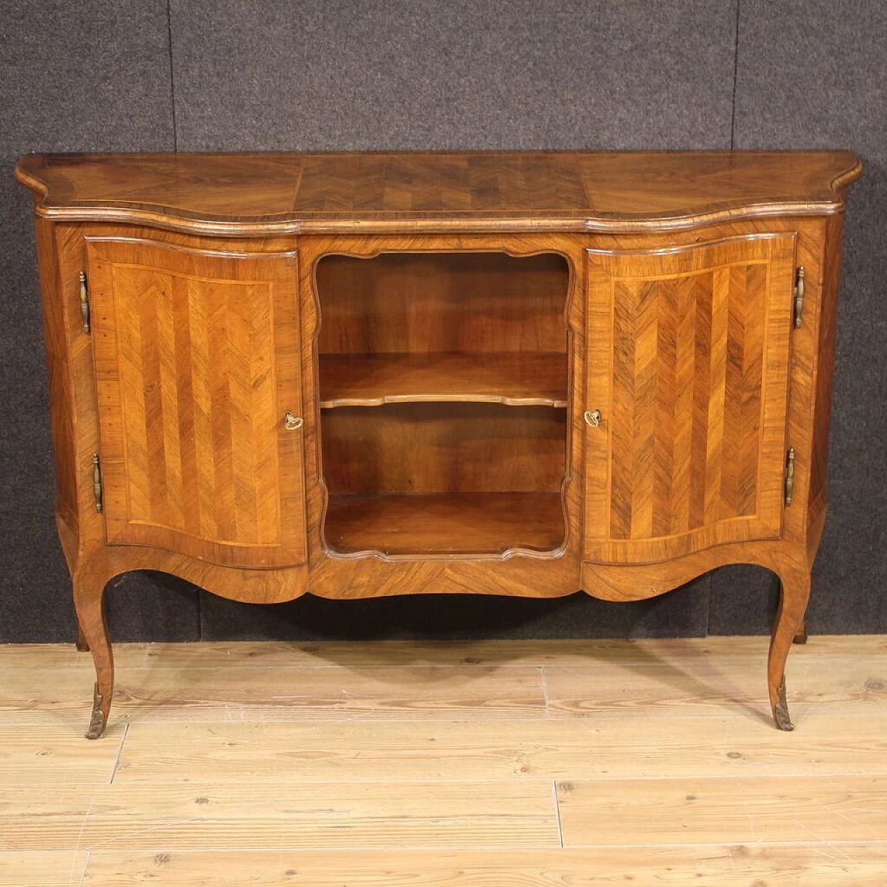 Credenza impiallacciata in noce e legni da frutto, anni '60 2