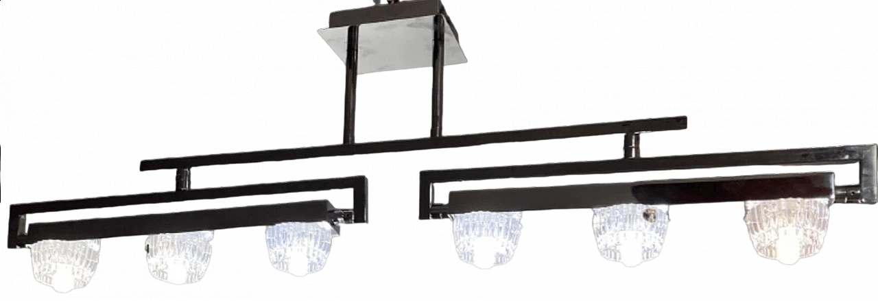 Lampadario in metallo cromato e cristallo di Boemia, anni '90 12