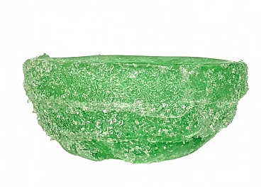 Green Murano glass bowl with dew effect, 1980s