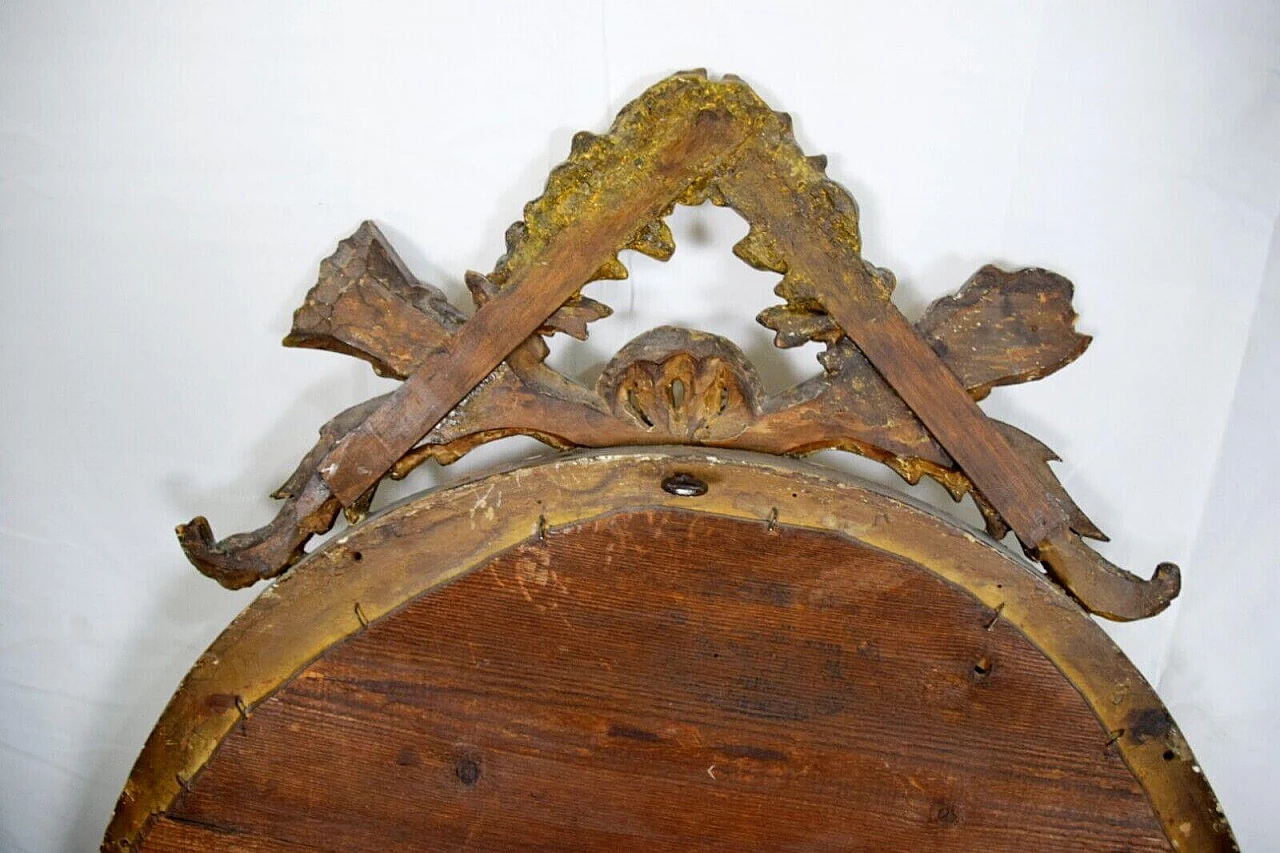 Louis XVI style oval carved and gilded wood mirror, 19th century 3