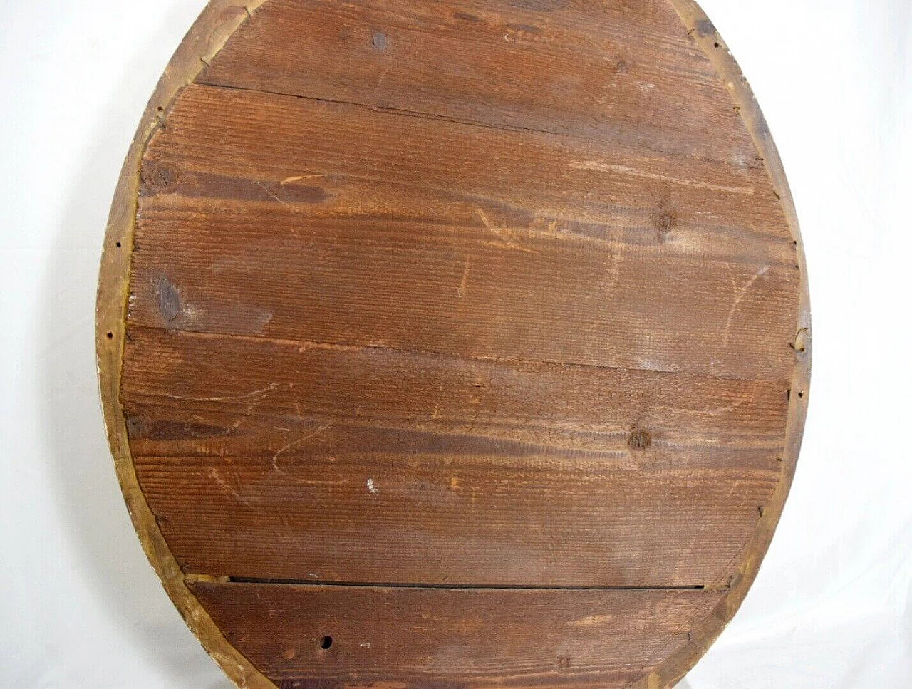 Louis XVI style oval carved and gilded wood mirror, 19th century 4
