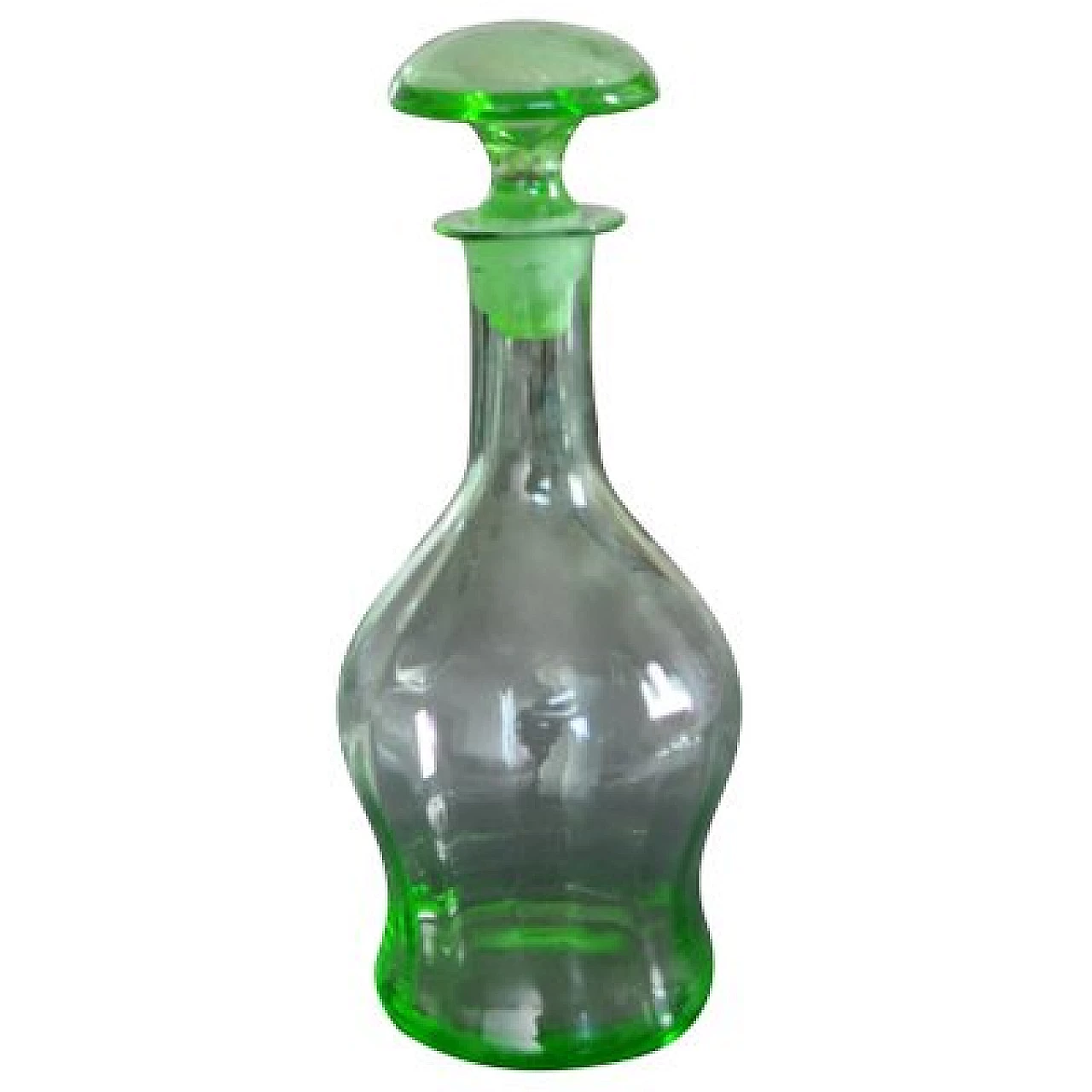 Czechoslovakian Art Deco green glass liqueur decanter, 1930s 1
