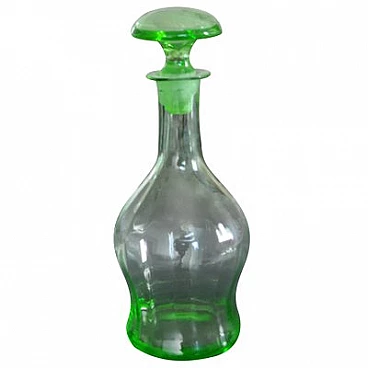 Czechoslovakian Art Deco green glass liqueur decanter, 1930s