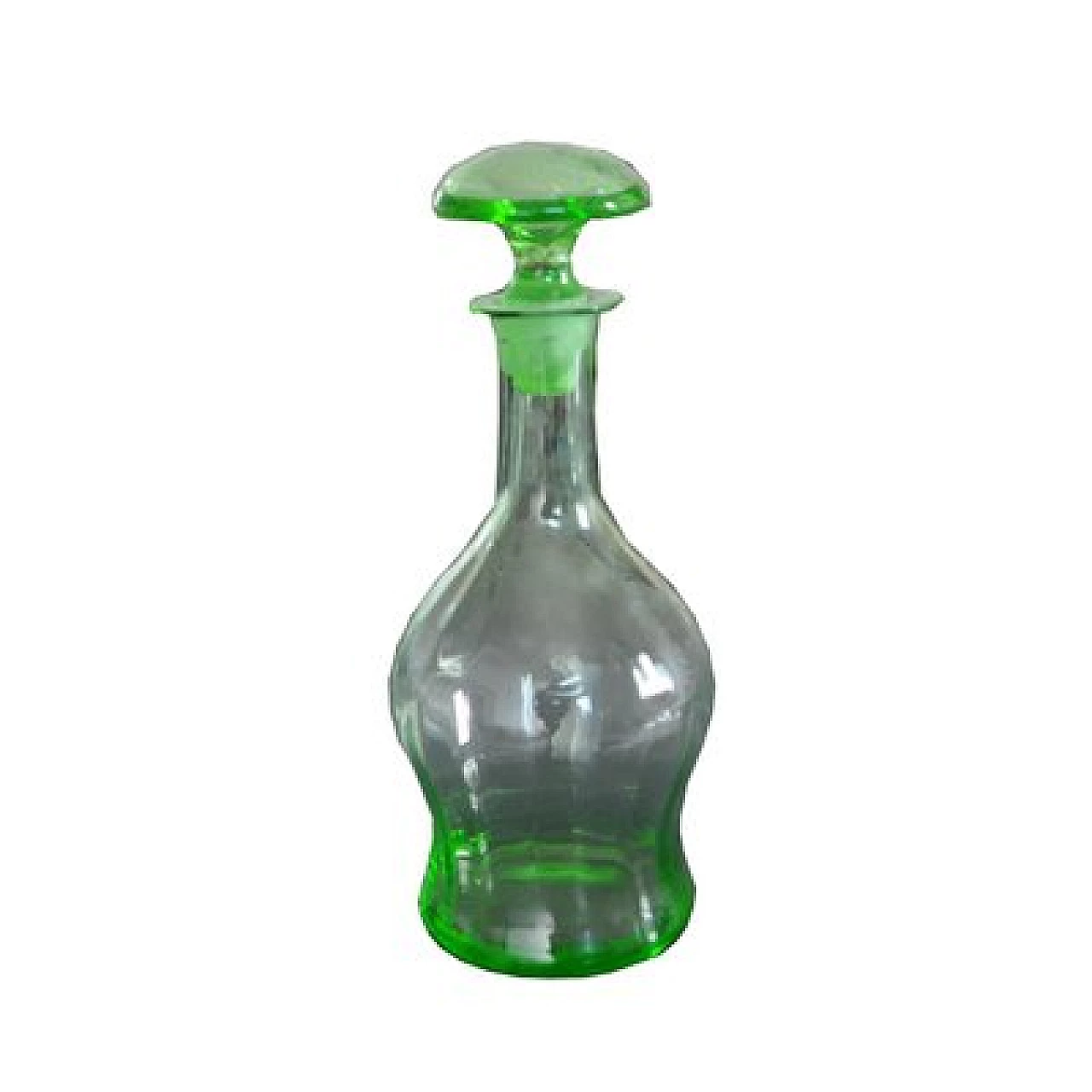 Czechoslovakian Art Deco green glass liqueur decanter, 1930s 3