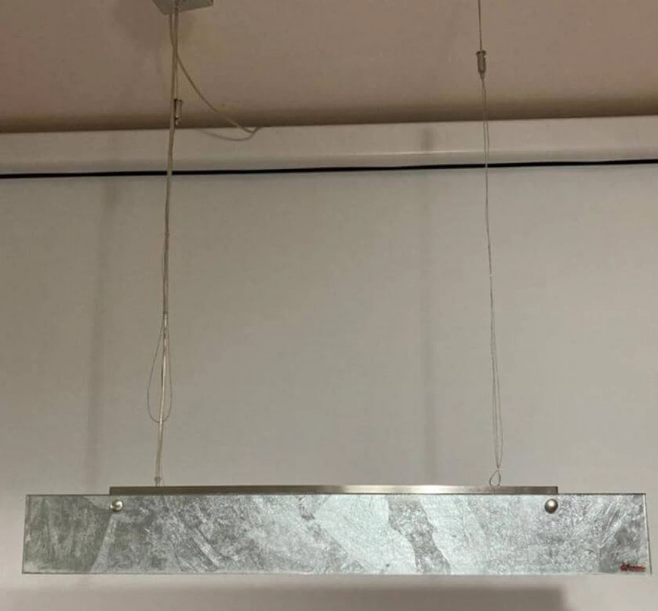 Lampada a sospensione in vetro di Murano e metallo di La Luce, anni '90 1