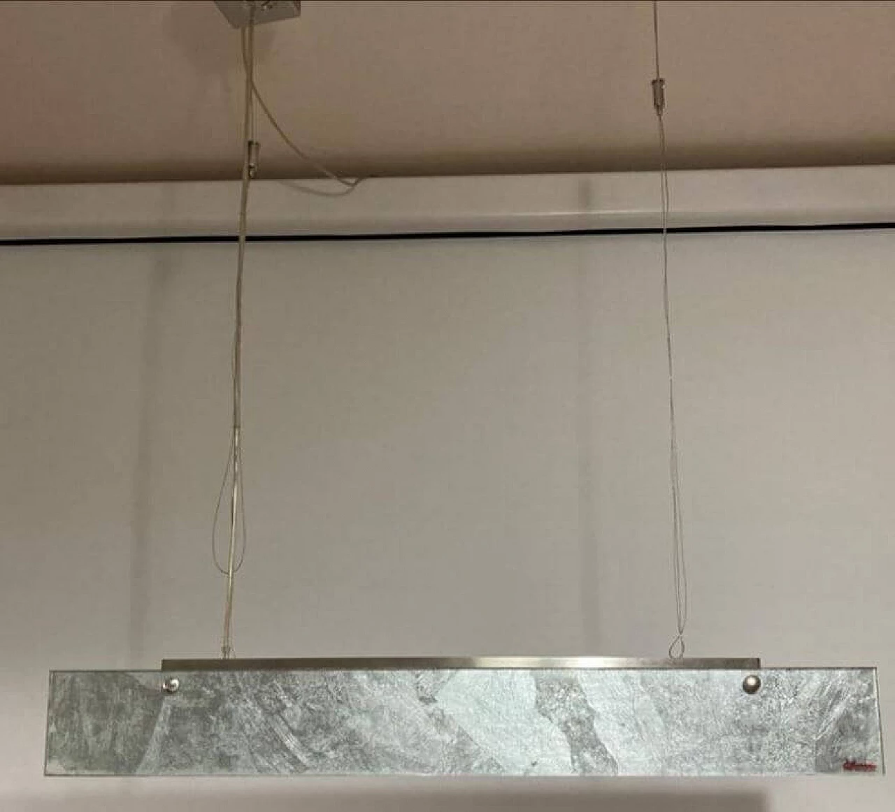 Lampada a sospensione in vetro di Murano e metallo di La Luce, anni '90 2