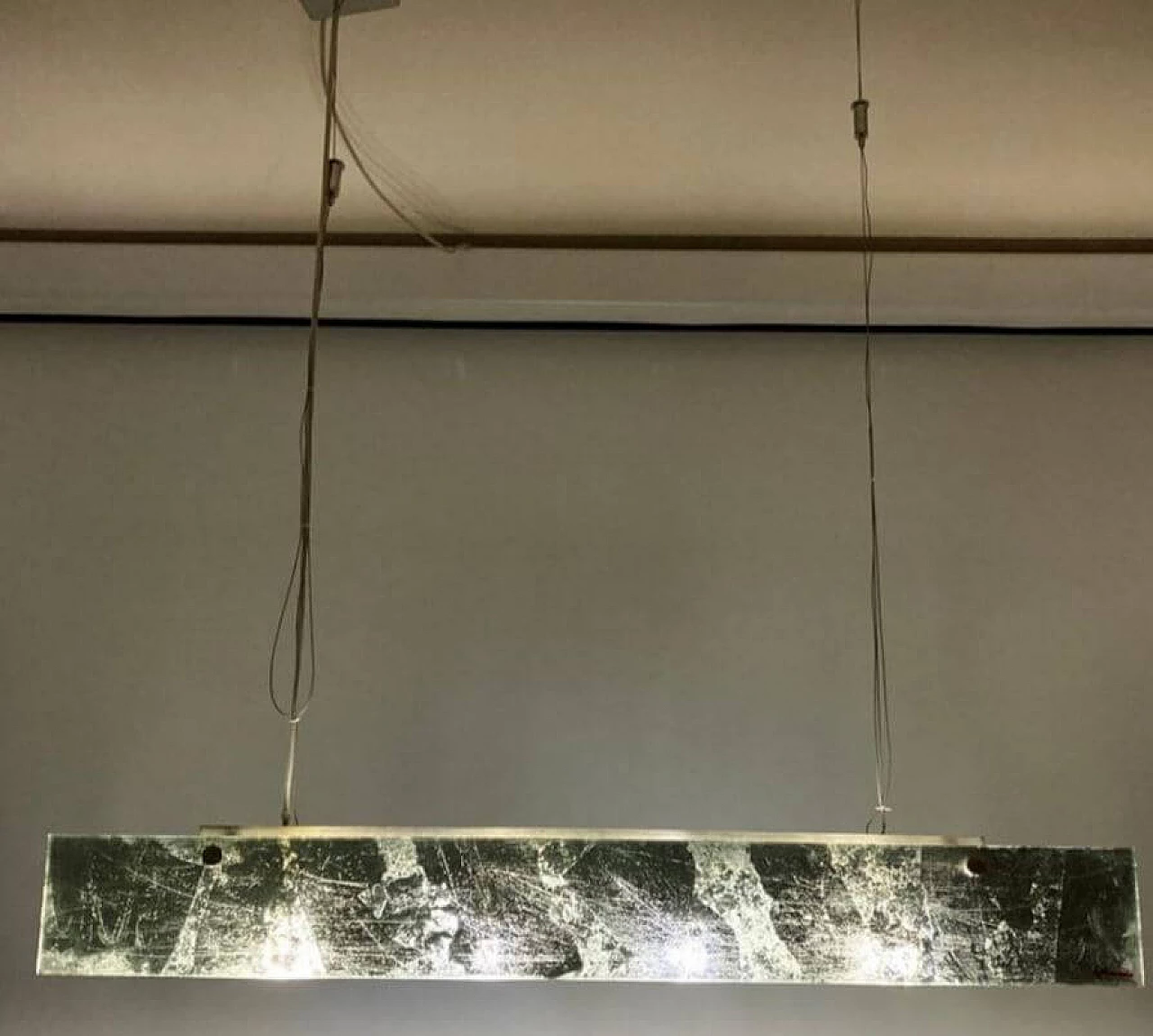 Lampada a sospensione in vetro di Murano e metallo di La Luce, anni '90 3