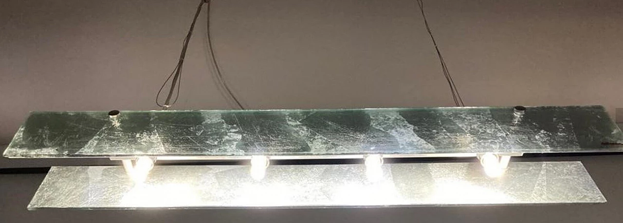Lampada a sospensione in vetro di Murano e metallo di La Luce, anni '90 4