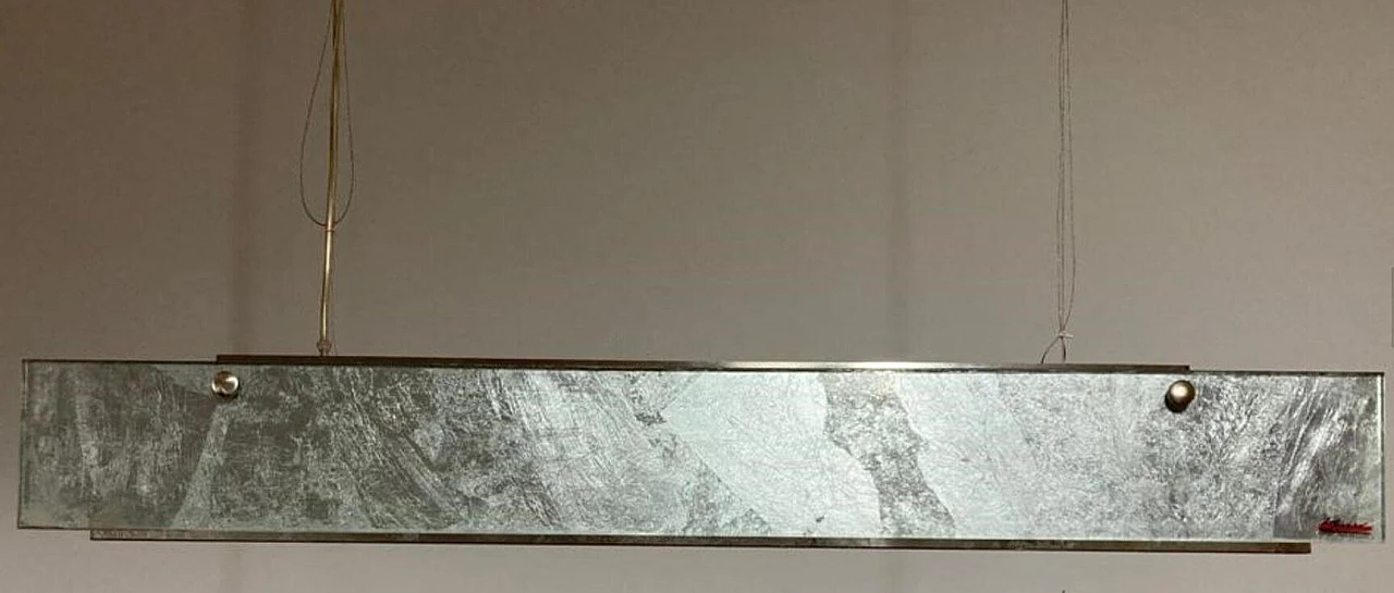 Lampada a sospensione in vetro di Murano e metallo di La Luce, anni '90 6