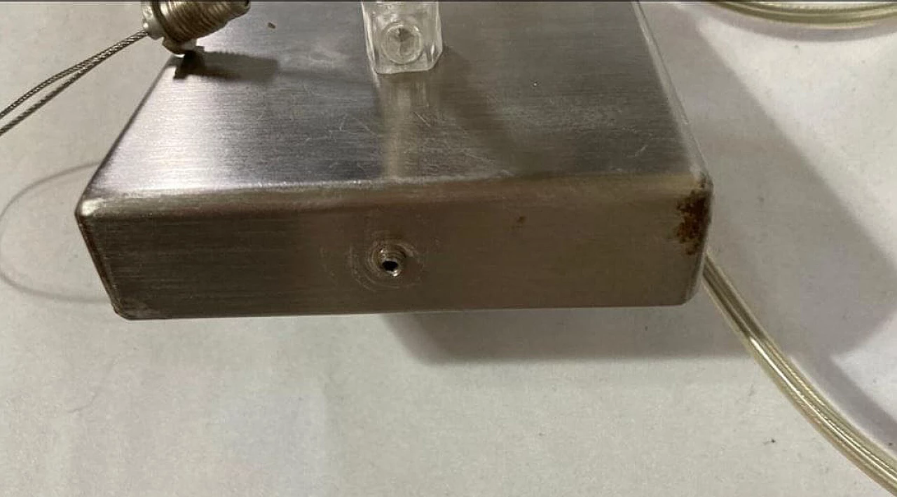 Lampada a sospensione in vetro di Murano e metallo di La Luce, anni '90 9